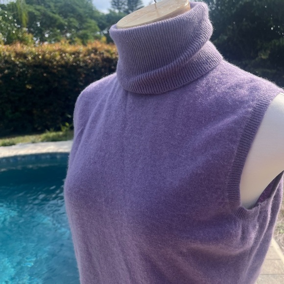 Cashmere Purple Turtleneck sleeveless Sweater medium-large - Picture 7 of 8